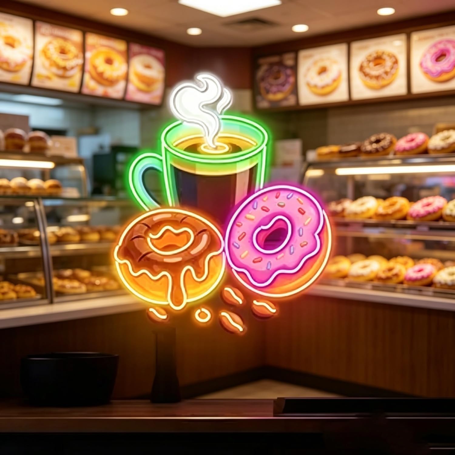 Commercial Kitchen Light - Enseigne néon LED Donuts alimentée par
