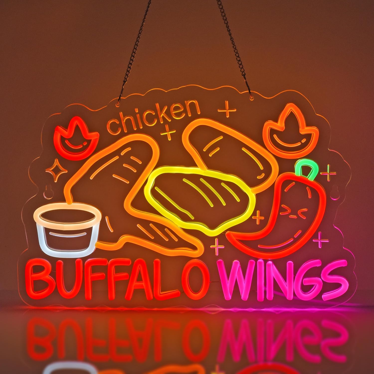 Commercial Kitchen Light - Enseigne néon LED Ailes de buffalo,